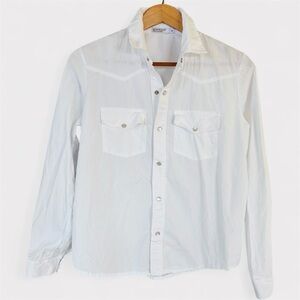 Stateside White Western Shirt with Silver Snap Buttons
